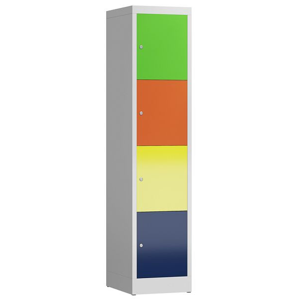 Lüllmann ClassiX lockerkast, 1 compartiment, 4 compartimenten, 1800 x 415 x 500 mm, lichtgrijs/kleurrijk, X-523412
