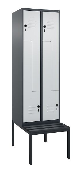 C+P Z-Spind Classic PLUS, met onderbank, 4 vakken, 2120x600x815mm, 7016/7035, draaigrendel, 0800537-204 S10043