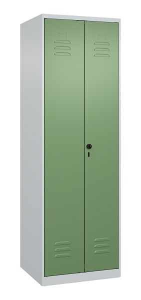 C+P Umkleidespind Classic PLUS, Doppel-Spind, 2 Abteile, 1850x600x500mm, 7035/6011, Drehriegel, 080002-20P S10002