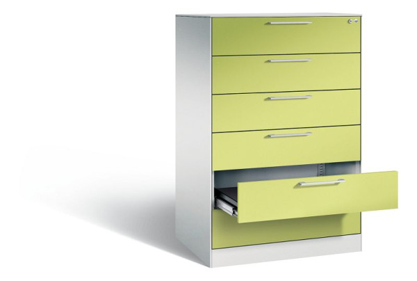 C+P archiefkast Asisto, H1310xB800xD600mm, kleur: lichtgrijs / virid groen, beugelgreep, 146223-623 S10115