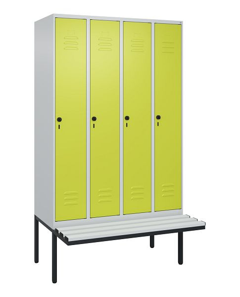 C+P Umkleidespind Classic PLUS, 4 Abteile, 2120x1200x815mm, 7035/0024, Drehriegel, 3 Doppel-Haken, 0800407-40 S10040