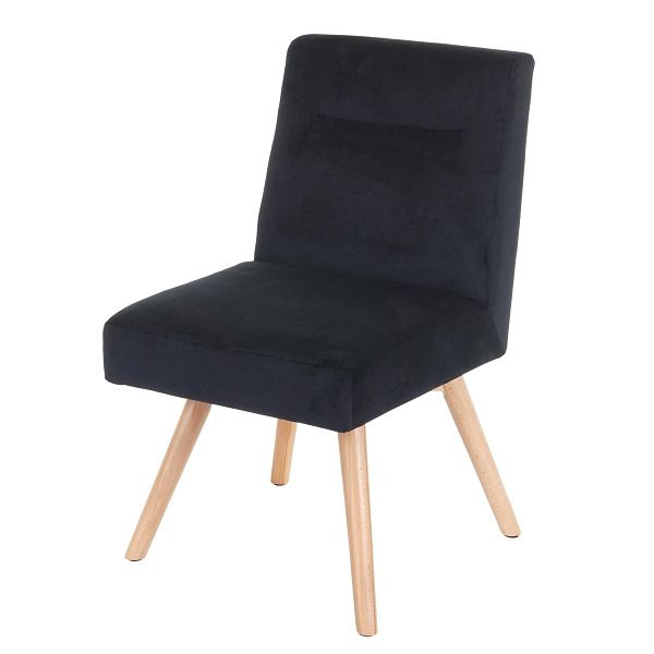Mendler eetkamerstoel HWC-F38, stoel keukenstoel, retro design fluweel, zwart, 69532