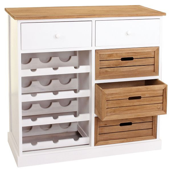 Mendler wijnrek HWC-B96, dressoir flessenrek voor 12 flessen met lades, landhuis 86x87x37cm, 57307