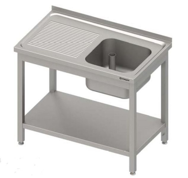 Stalgast spoelunit met onderstel 1000x600x850 mm, met rechts een wastafel, met opstand, gelast, VST10621RA