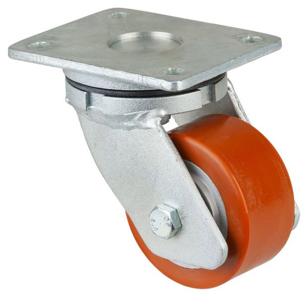 BS Rollen Zwaarlastwiel, wielbreedte 50 mm, wiel-Ø 100 mm, draagvermogen 400 kg, loopvlak polyurethaan gegoten 95 Shore A, gegoten wiel, kogellager, RR100.C10.101