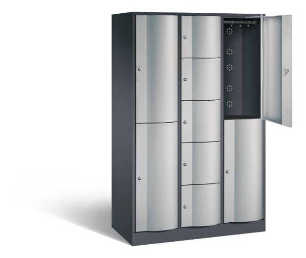 C+P combinatie lockerkast Resisto, H1950xB1148xD540mm, kleur: zwart-grijs/wit aluminium, 8070-3720 S10018