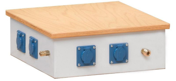 ANKE zijbevestiging zijkant lengte 450 mm; 170 mm hoog; Star Group werkbank; voor model 404 VG; per zijde: 2x Schuko-dop met deksel; 1xSchnellkupplung