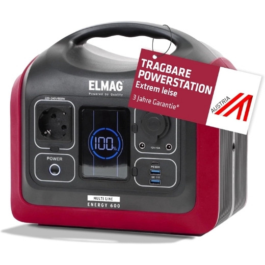 ELMAG draagbare krachtcentrale ENERGY 600, 600W, LiFEPO4-batterij met 595Wh, 52901