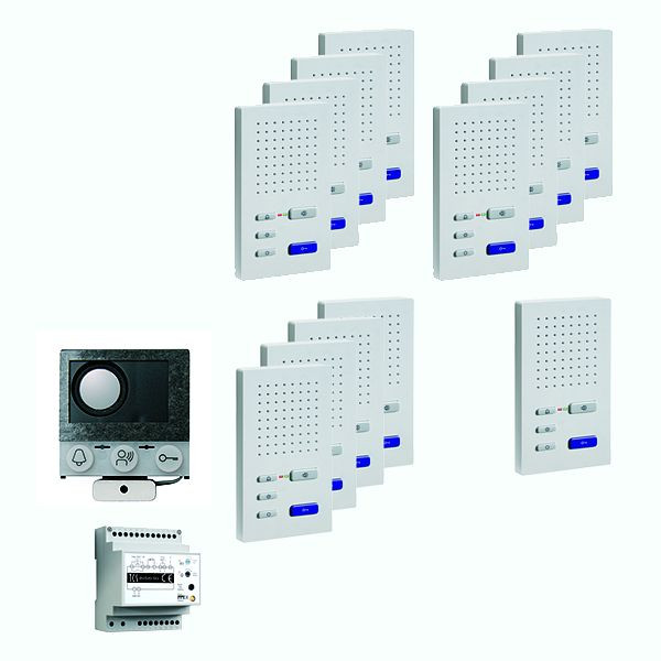 TCS audio:pack installatie voor 13 woonunits, met ingebouwde speaker ASI12000 + 13x handsfree speaker ISW3030 + control unit BVS20, PAIF130/004