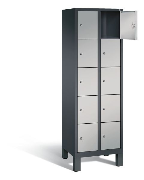 C+P lockerkast Evolo, H1850xB610xD500mm, kleur: zwart-grijs/wit aluminium, 48010-205 S10077
