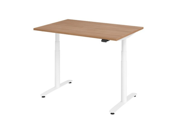 Hammerbacher zit-sta bureau elektrisch 120x80cm walnoot/wit, VXDLR12/N/W