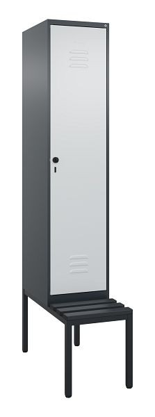 C+P luierkastje Classic PLUS met middenverdeler, bank, 2120x400x815mm, 7016/7035, veiligheidsdraaigrendel, 0800507-12F S10043