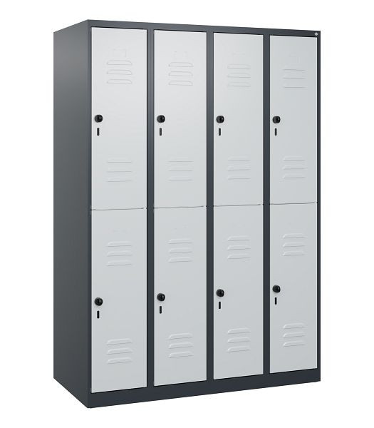 C+P Doppelstöckiger Spind Classic PLUS, 4 Abteile, 1700x1200x500mm, 7016/7035, Drehriegel, 0803007-40 S10011
