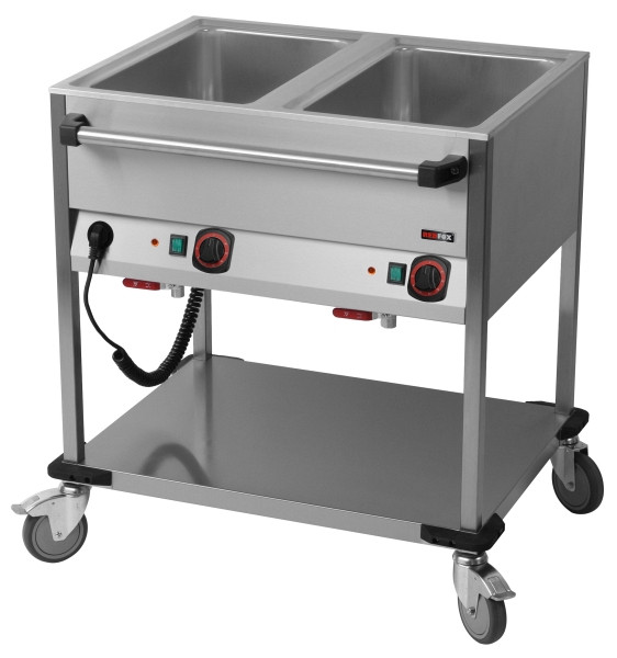 A&S Gastro Bain-Marie wagen verrijdbaar 2x GN 1/1, 850x700x900 mm, 230 V 1,4 kW, BMPD 2120