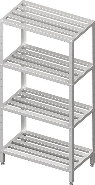 Stalgast-legbordhoogte 1800 mm, met in hoogte verstelbare roosterplanken, zelfmontage
