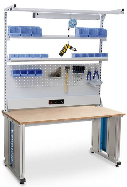 Bedrunka + Hirth Powerline 4 onderstelcombinatie, elektrische hoogteverstelling, 1x energiekanaal, 1x geperforeerde en magneetwand, 1500 x 750 mm, 4F.150.75-4
