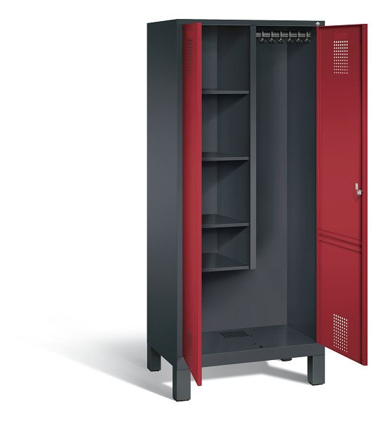 C+P reinigingsmiddelenkast Evolo, H1850xW810xD500mm, kleur: zwartgrijs/robijnrood, 48110-02 S10087