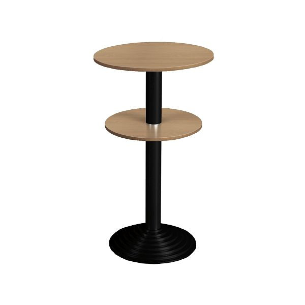 Bisley MULTI Desking bartafel, rond, 2 panelen, zwart, 38 mm, BC beukendecor, H 740 x D 600 mm, SR206BC333