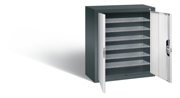C+P tijdschriftenkast serie 13, H830xB700xD300mm, kleur: antracietgrijs/lichtgrijs, verzonken handgreep, 134013-20 S10066