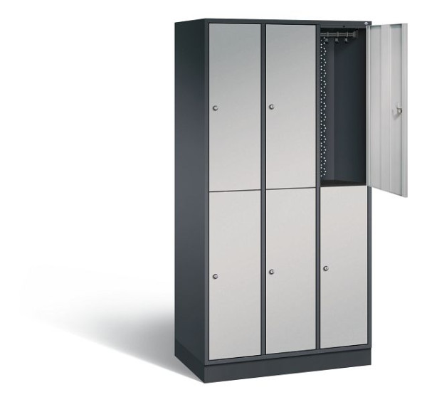 C+P locker, dubbellaags intro, H1950xW920xD490mm, kleur: zwart-grijs/wit aluminium, 8270-301 S10054