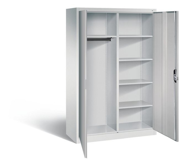 C+P archief/garderobekast Acurado, H1950xB1200xD500mm, kleur: lichtgrijs/wit aluminium, verzonken handgreep, 9480-30 S10041