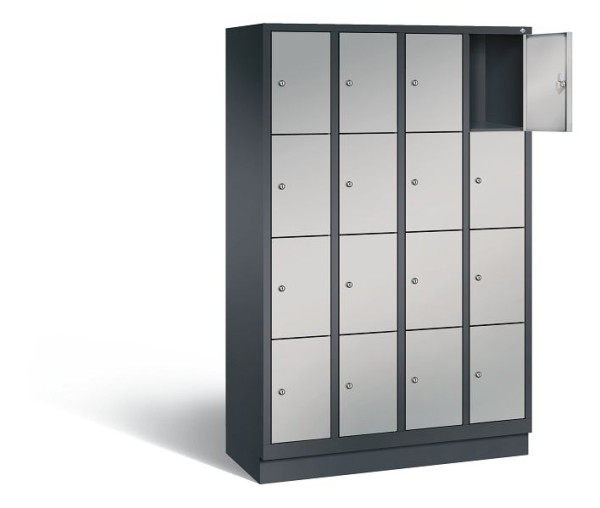 C+P lockerkast Evolo, H1800xB1190xD500mm, kleur: zwart-grijs/wit aluminium, 48020-404 S10075