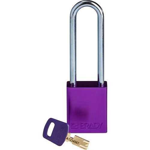 Brady hangslot SafeKey, aluminium heldere beugelhoogte 76,20 mm, paars, 311997
