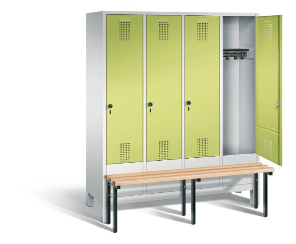 C + P Evolo garderobe, H1850xW1590xD815mm, kleur: lichtgrijs / virid groen, 48030-42 S10116