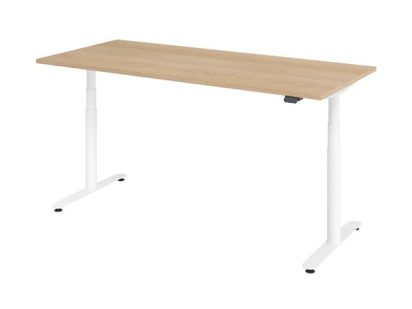 Hammerbacher zit-sta bureau elektrisch 180x80cm eiken/wit, VXDLR19/E/W