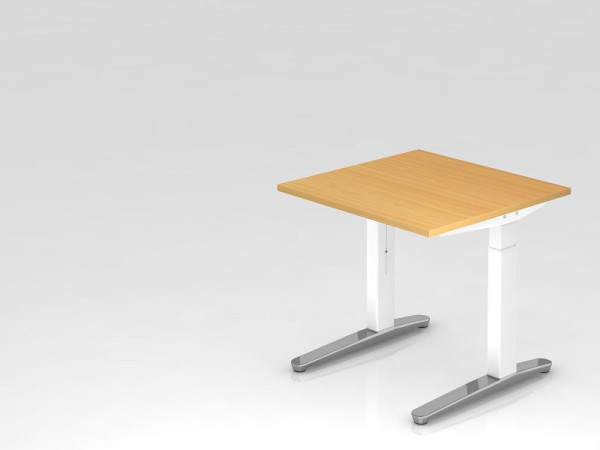 Hammerbacher bureau C-poot 80x80cm beuken/wit, gepolijst, rechthoekige vorm, VXB08/6/WC