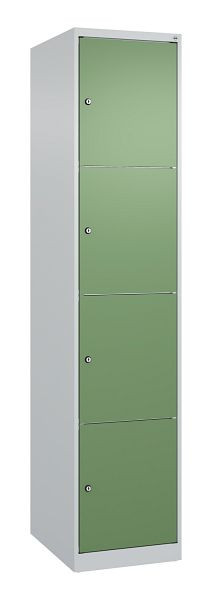 C+P Schließfachschrank Classic PLUS, 1850x400x500mm, 7035/6011, mit 4 Fächern, 080000-124 S10006