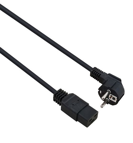 Helos netaansluitkabel, veiligheidsstekker 90° naar C19, zwart, 1,8m, 262776