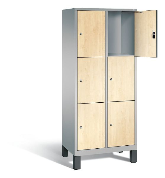 C+P lockerkast Evolo, H1850xW810xD500mm, kleur: wit aluminium / Donau esdoorn decor, 48010-223 S10162