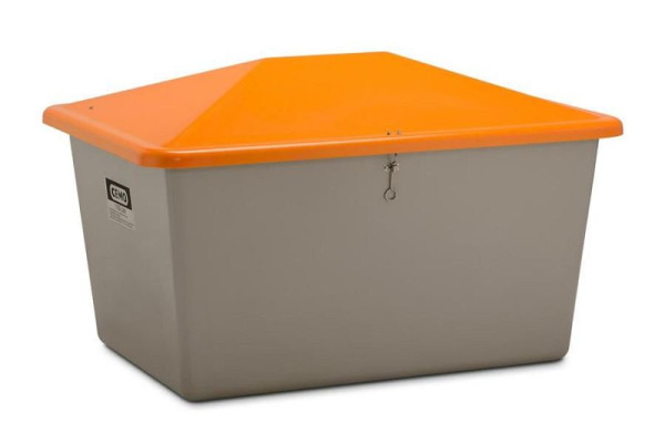 Cemo gritcontainer 1100 l, zonder uitnameopening, grijze container, oranje deksel, afmetingen: 163 x 121 x 101 cm, 7435