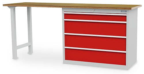 Bedrunka + Hirth serie werkbank, R 36-16, aantal lades: 4, afmetingen in mm (BxDxH): 2000 x 600 x 844, 03.098.103
