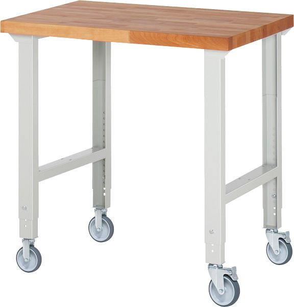 RAU Verrijdbare werkbank (in hoogte verstelbaar) 7000-1, 1000x700x950-1000mm, elk 2 bokwielen en zwenkwielen, 05-7000-1-107B4H22.12