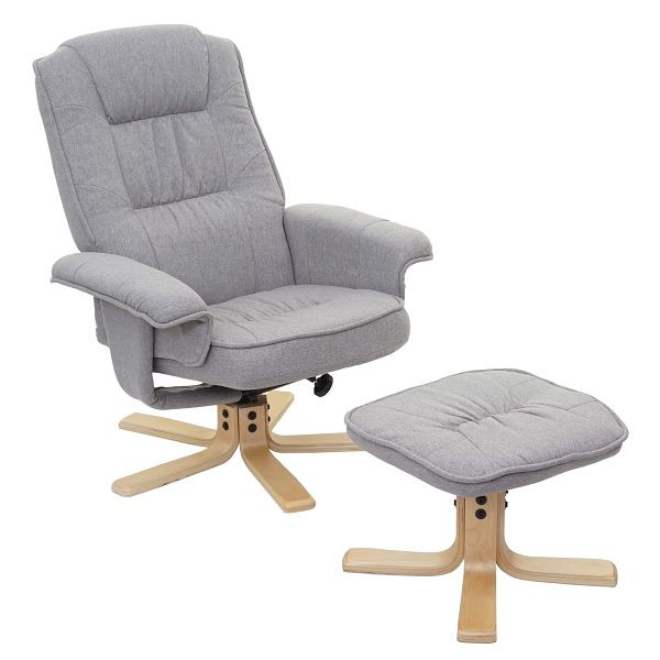 Mendler relaxstoel M56, tv-stoel tv-stoel met kruk, stof/textiel, lichtgrijs, 74178