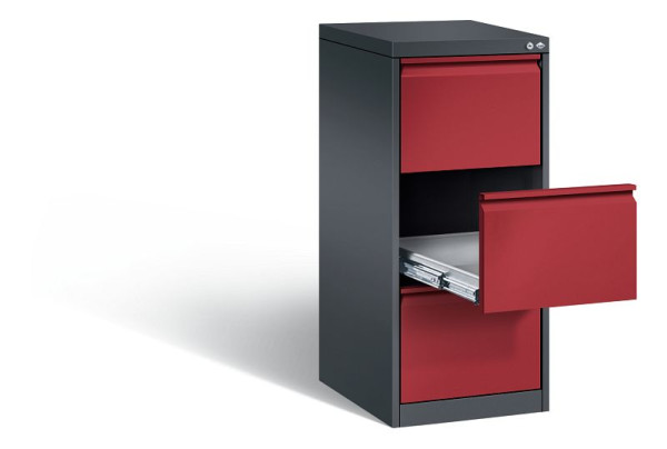 C+P archiefkast Acurado, H1045xB433xD590mm, kleur: zwartgrijs/robijnrood, stuurstang, 12423-321 S10024