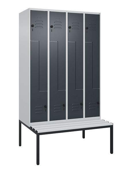 C+P Z-Spind Classic PLUS, met onderbank, 8 vakken, 2120x1200x815mm, 7035/7016, draaigrendel, 0800537-408 S10038