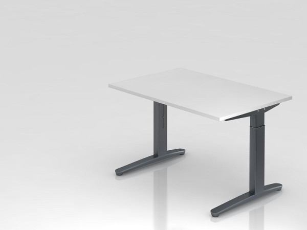 Hammerbacher bureau C-poot 120x80cm wit/grafiet, rechthoekige vorm, VXB12/W/GG