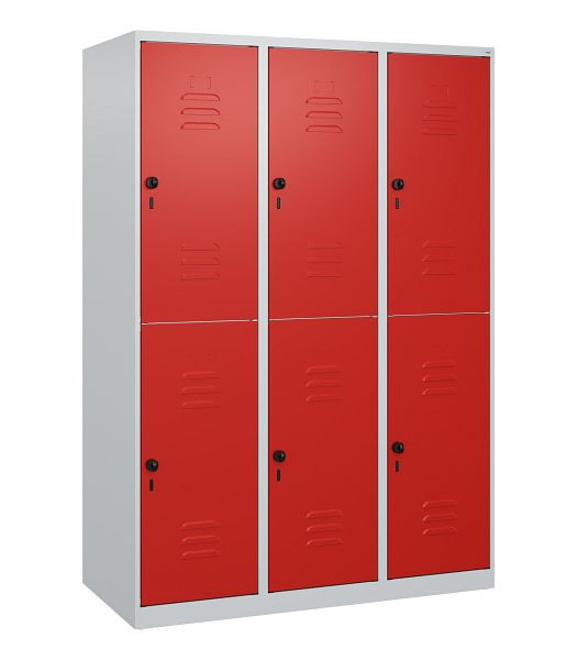 C+P Doppelstöckiger Spind Classic PLUS, 3 Abteile, 1700x1200x500mm, 7035/3020, Drehriegel, 0803007-32 S10002