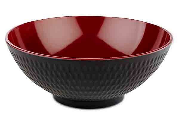APS schaal -ASIA PLUS-, Ø 24 cm, hoogte: 9,5 cm, 2,2 liter, melamine, binnenkant: rood, glanzend, buitenkant: zwart, mat, 15421
