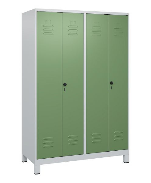 C+P Umkleidespind Classic PLUS SW, Füße, 4 Abteile, 1800x1200x500mm, 7035/6011, Drehriegel, 0800127-40 S10006