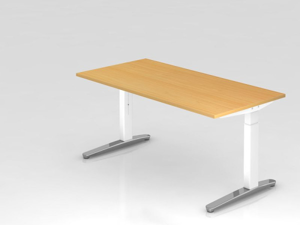Hammerbacher bureau C-poot 160x80cm beuken/wit, gepolijst, rechthoekige vorm, VXB16/6/WC