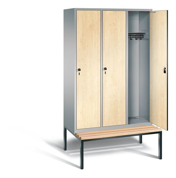 C+P Evolo kleerkast, H2090xB1200xD815mm, kleur: wit aluminium / Donau esdoorn decor, 48050-32 S10466