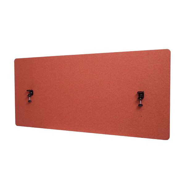 Mendler HWC-G75 akoestische tafelwand, privacyscherm kantoor, bureauprikbord, dubbelwandig stof/textiel, 60x140cm bruin, 79525+71943