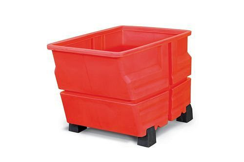 DENIOS systeemcontainer van polyethyleen (PE) met voetjes, rood