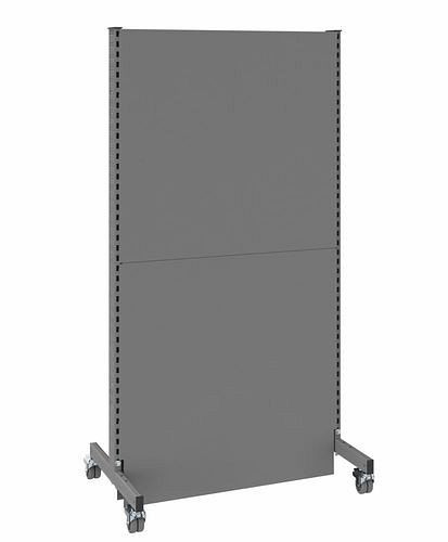 DENIOS mobiele akoestische scheidingswand, basisveld, B 1000, H 2000 mm, eenzijdige akoestische geperforeerde plaat, grijs, 293063