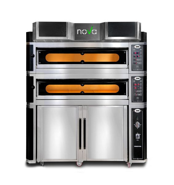GMG Nova pizzaoven inclusief afzuigkap & rijskast - binnenisolatie van steenwol & vuursteen, 2x 8,0 kW 400V, PFN - 10570 - 2M