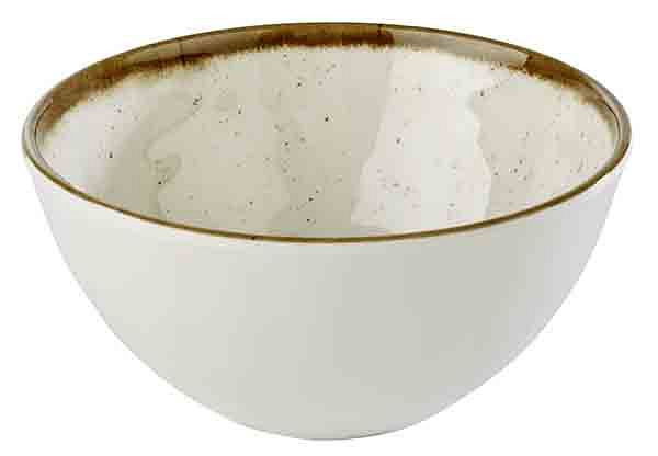 APS schaal -STONE ART-, Ø 15 cm, hoogte: 7,5 cm, 0,6 liter, melamine, binnenkant: decor, wit, rand: bruin, 84525